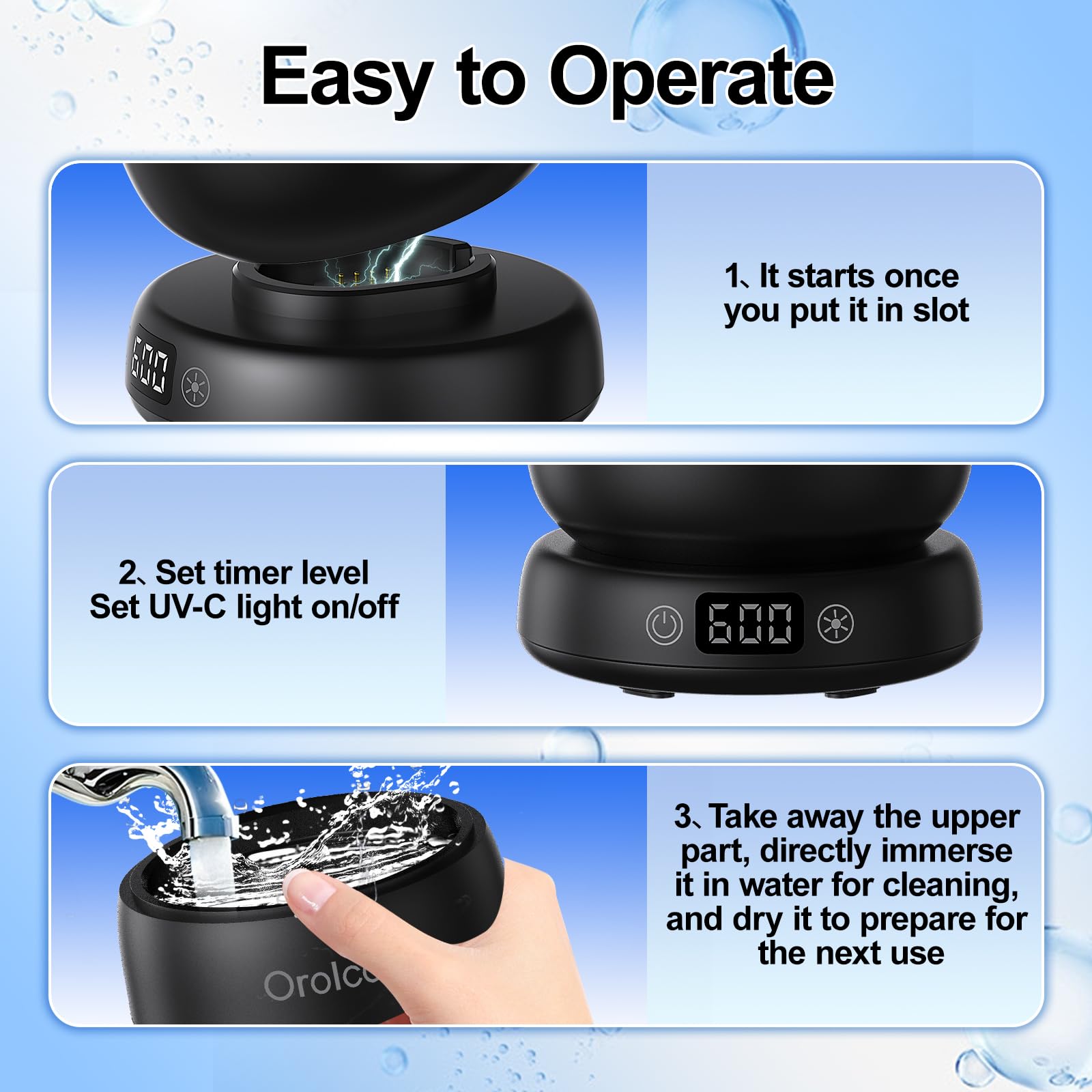 Máquina limpiadora de retenedores divididos para limpiador ultrasónico impermeable Invisalign para protector bucal/alineador/ejercitador de mandíbula/prótesis/dispositivo antironquidos, intensidad de