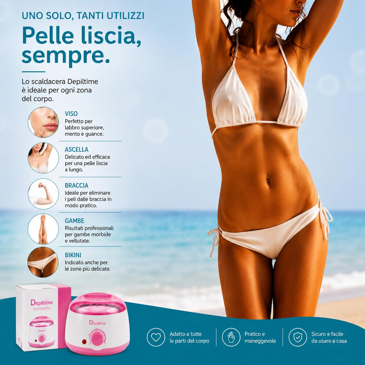 KIT DEPILACIÓN ANYSKIN> CALENTADOR DE CERA + 2 CERAS FLORERO LIPO + DESPUÉS DE LA CERA ANYSKIN + ROLLO DE DEPILACIÓN + ESPATULA DE CERA