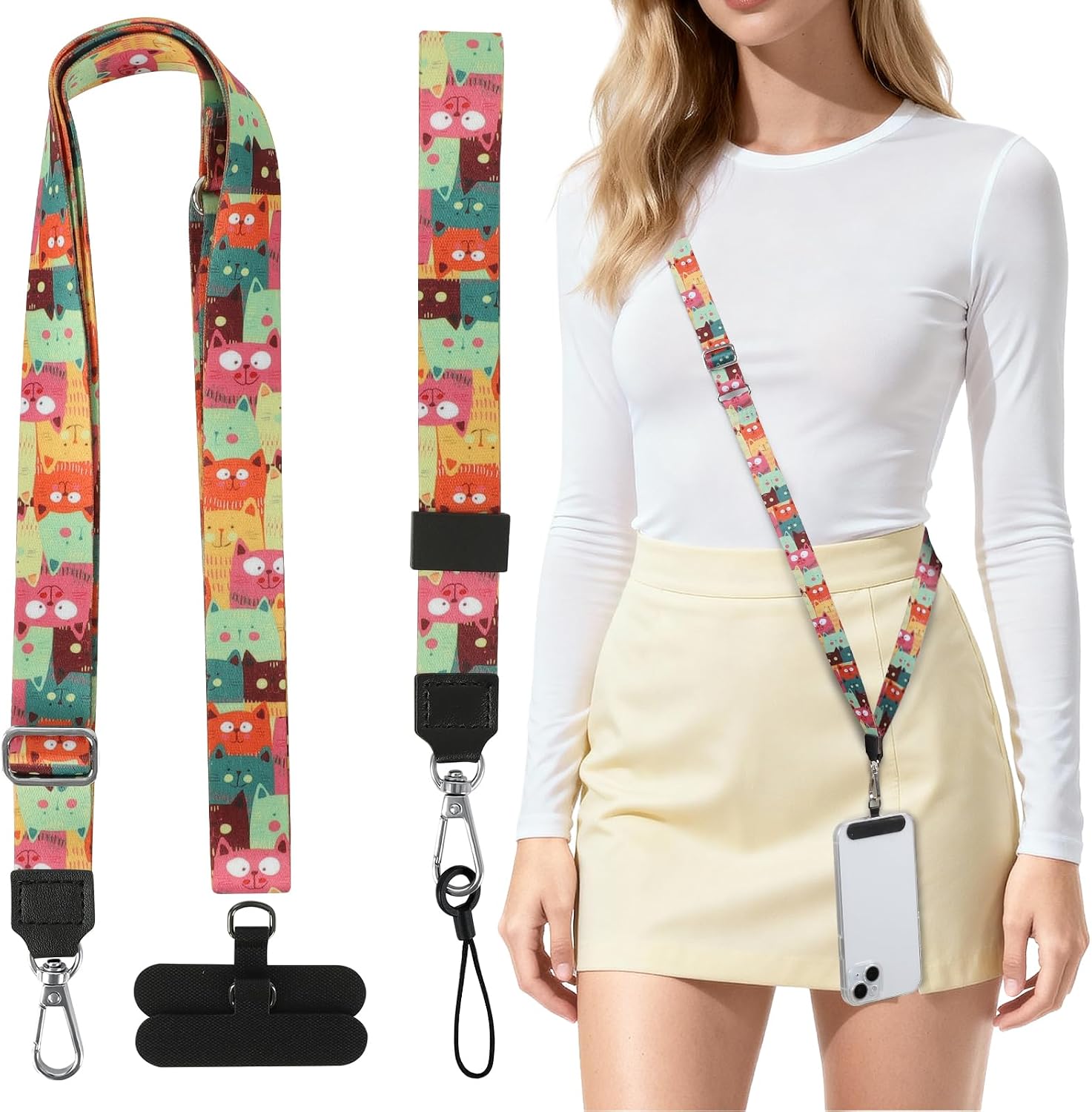 Phone Lanyard Crossbody & Neck, Adjustable Cell Phone Wrist Strap