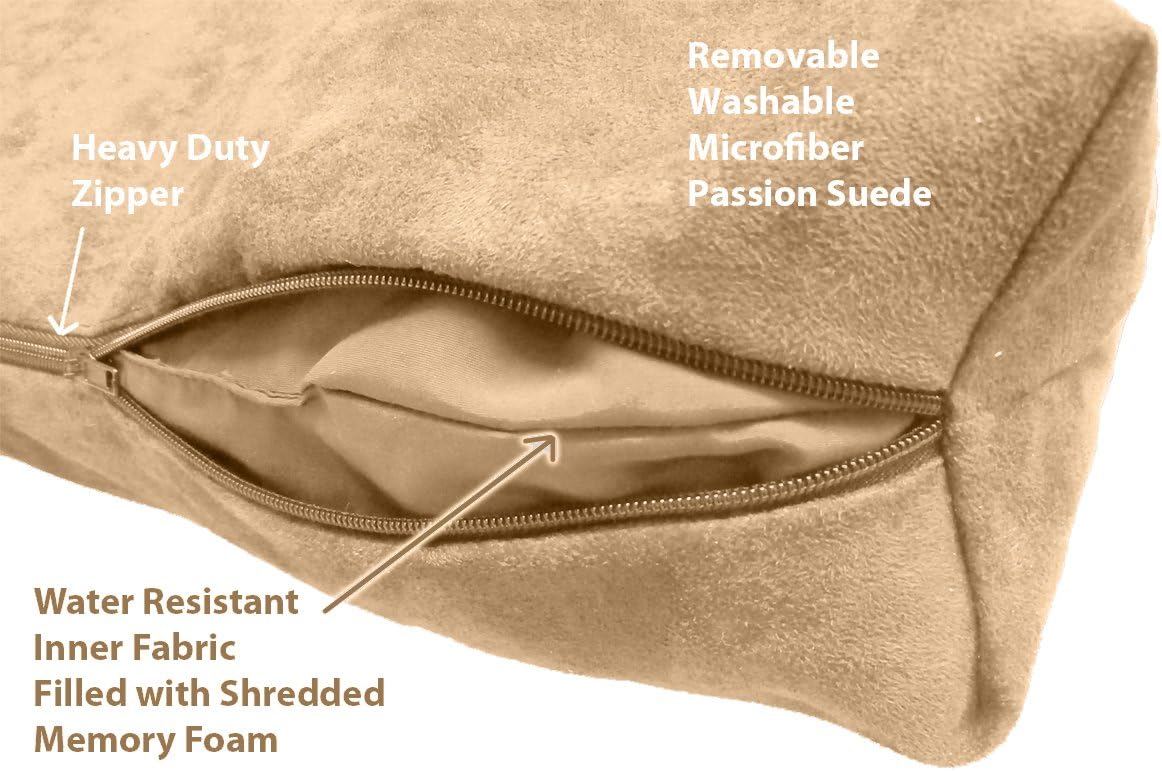 Shredded Memory Foam Orthopedic Dog Bed With Washable Cover and Water Resistant Inner Fabric,Made In USA, For Small, Medium, Large, and Extra Large Breed dogs (Medium 37" x 27", Khaki Microfiber)