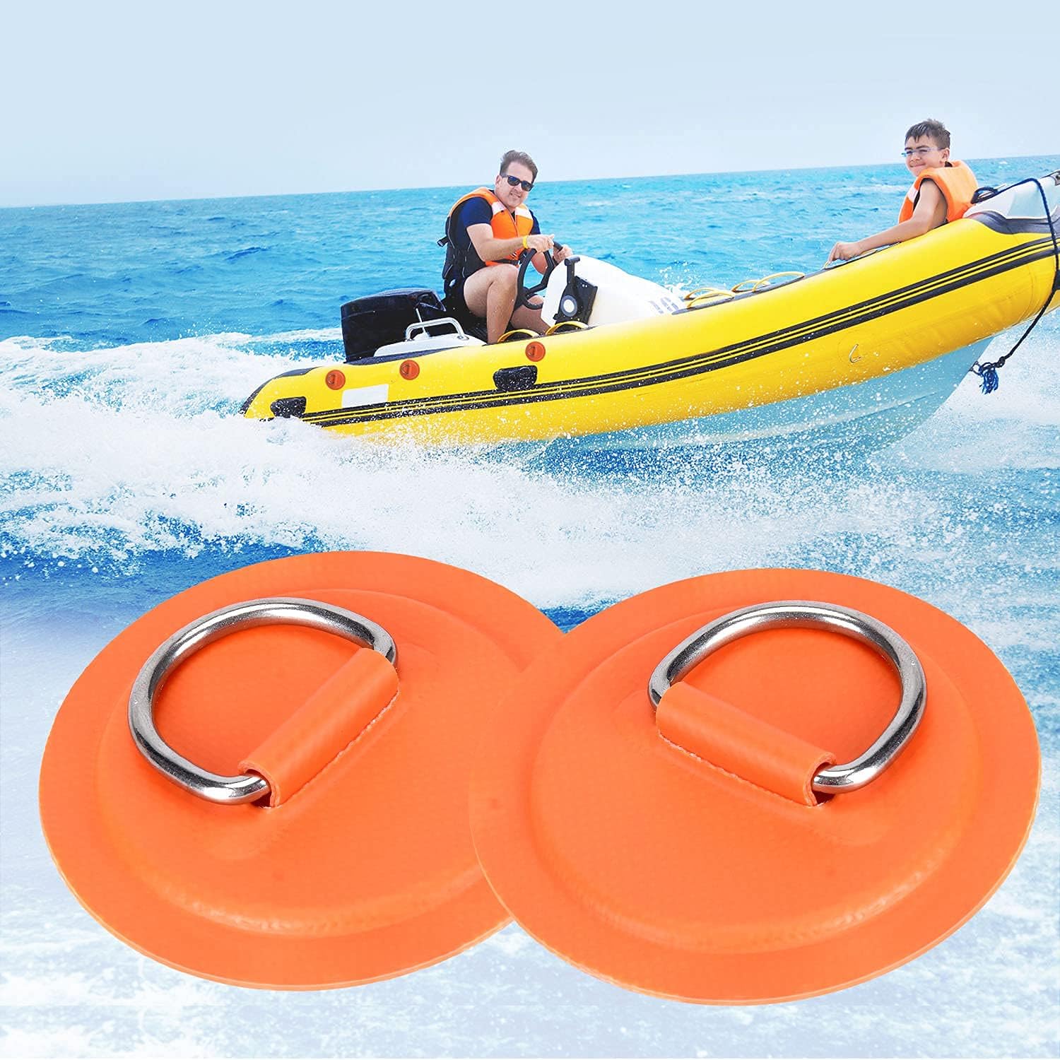 TOBWOLF 6 Pack Stainless Steel D-Ring Patch for Inflatable Boat Kayak Dinghy SUP, D-Ring PVC Patch Stand-Up Paddleboard Canoe Rafting Accessories, NO Glue Included : Sports & Outdoors