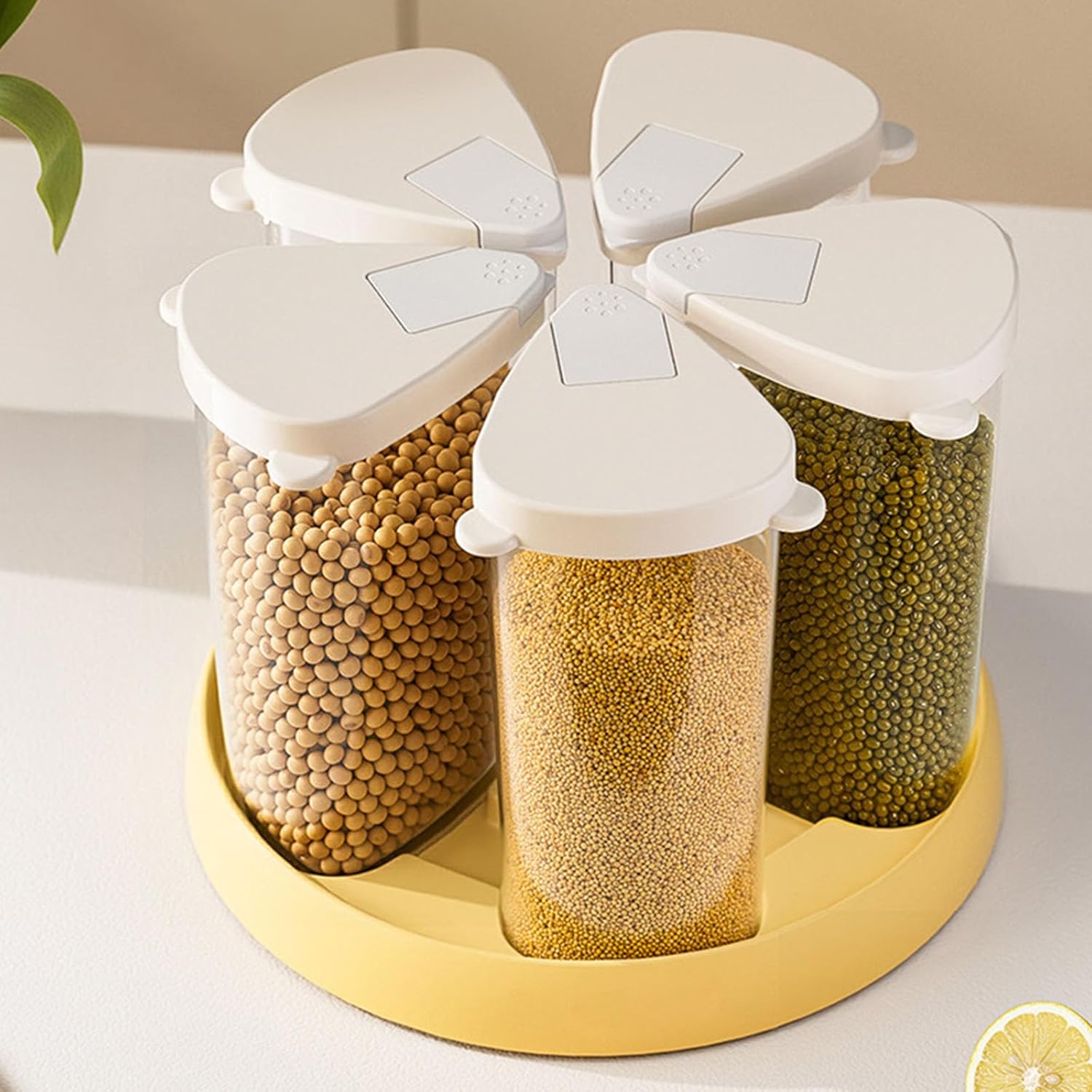 Rotating Rice Bucket Multiple Section Storage Clear Kitchen Grains Container Food Grade Materials Food Grade ABS PET PP Grains Bin