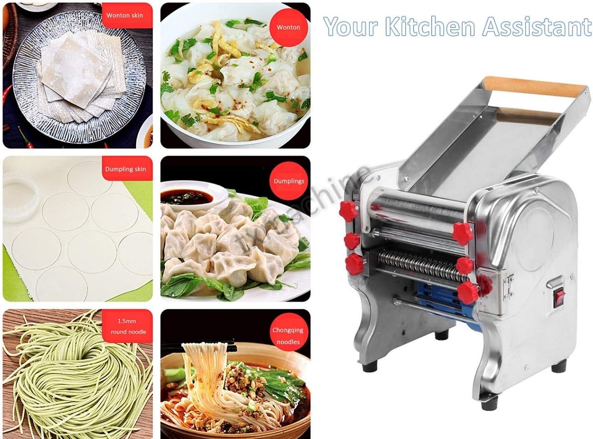 Electric Pasta Press Maker Noodle Machine Dumpling Skin Maker stainless steel (110V/60HZ,16cm width dough kneading machine)