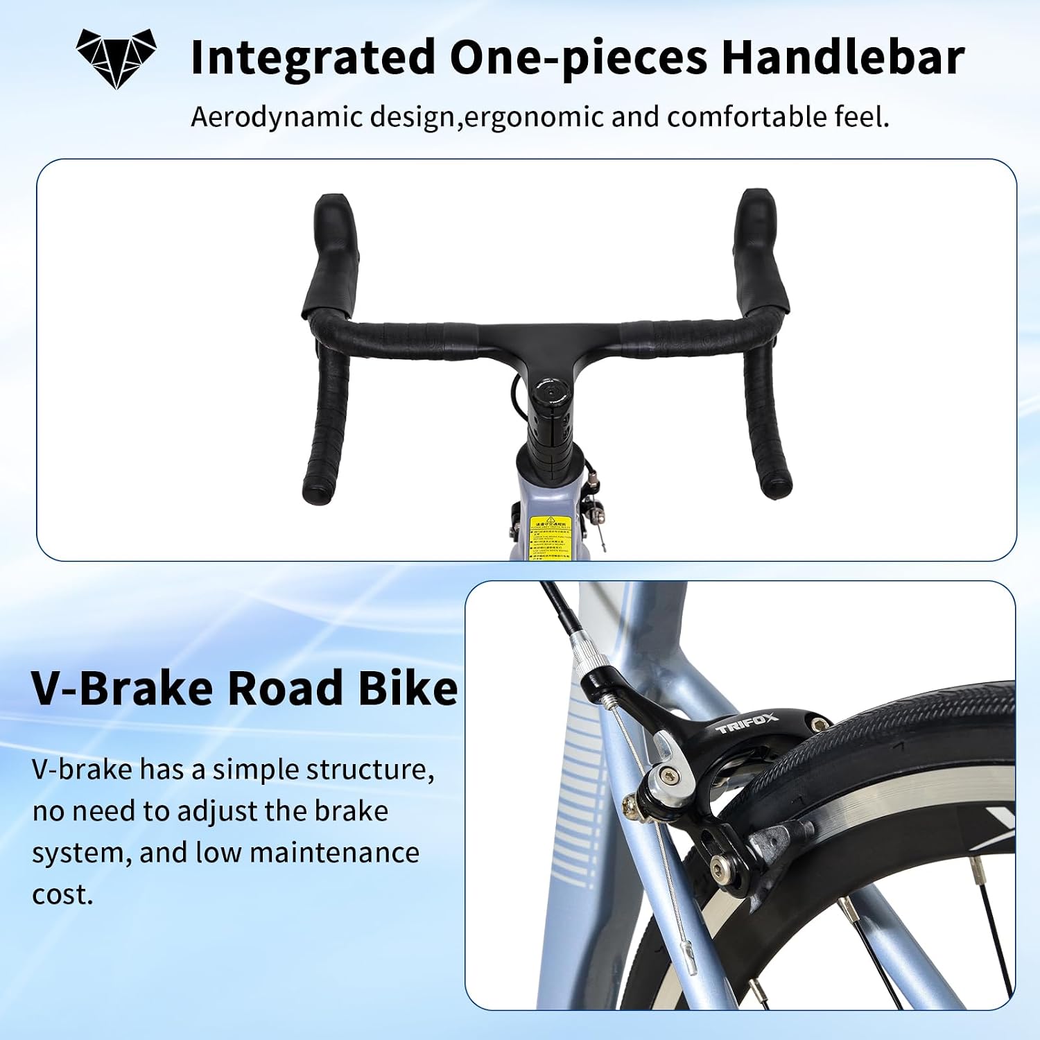 TRIFOX Aircraft-Grade Aluminum Road Bike with Shimano Tiagra 4700 20-Speed Racing Bicycle for Adult, Full Hydroformed Tubing Frame, 700C Wheels and Double V Brake
