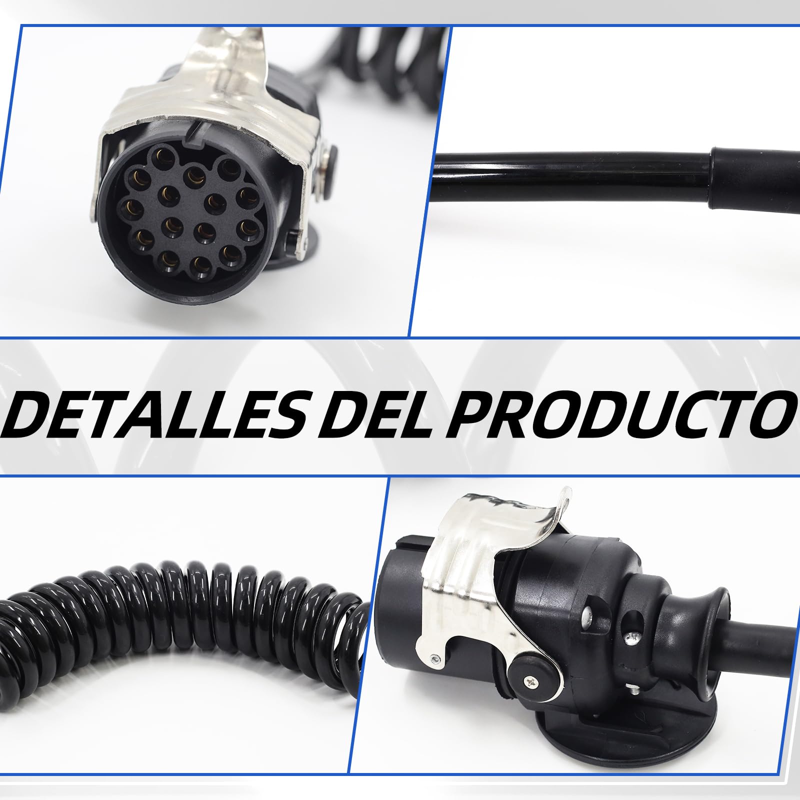 Carrete de cable de 15 pines de 24 V para remolques de camiones pesados, vehículos comerciales, semirremolques, cable adaptador específico de 15 pines
