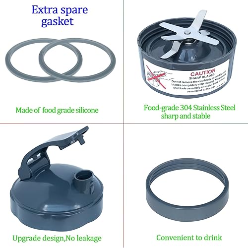 Miniatura 5 de [Actualización] Vasos de licuadora de repuesto de 32 onzas y parte de cuchilla compatible con licuadora NutriBullet de 600 W/900 W (7 piezas)