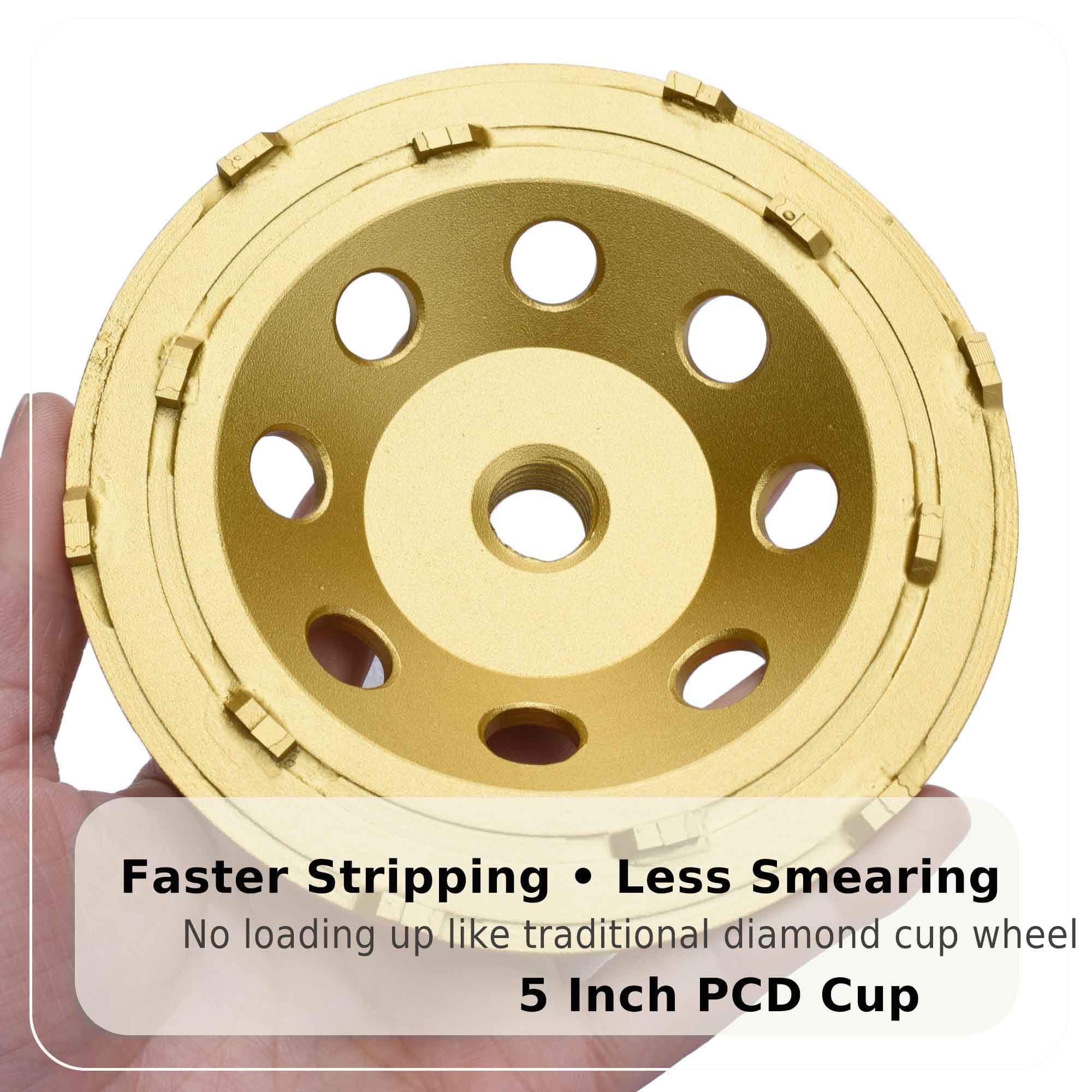 12,7 cm x 1,5 cm - 12 pièces PCD double rangée de 12,7 cm, mastic époxy, colle fine, stuc, revêtement de béton résistant, roue de coupe de meulage PCD (filetage 5/8"-11)