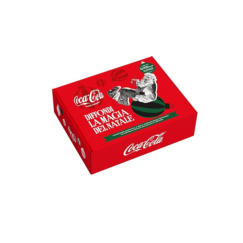 Immagine del prodotto Coca-Cola Christmas Box – Box Limited Edition con 3 Bottiglie di Vetro da 330ml Coca-Cola Assortite, 1 Apribottiglie, 1 Vassoio e 4 Decorazioni Natalizie Trudi