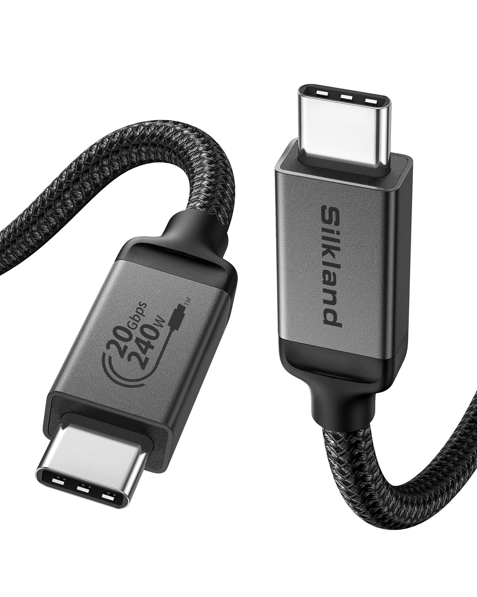 Silkland Cable USB 4 5 m, 20 Gbps de transferencia de datos, 5 K@60 Hz, 4 K @ 60 Hz, carga rápida de 240 W, compatible con Thunderbolt 4/3, MacBook, DELL XPS, Surface Pro, VR Headset