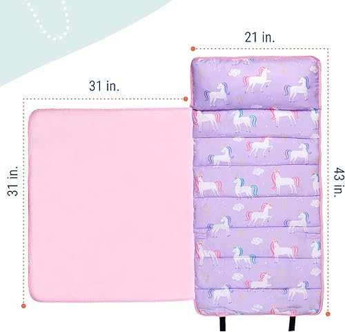 Vista 59 de Wildkin Tapete de microfibra para siesta de 43 pulgadas con almohada reutilizable para niños y niñas, ideal para guardería y preescolar, tapete