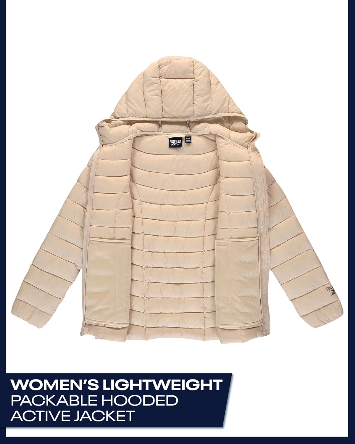 Reebok Womens Puffer Jacket - Lightweight Quilted Snow Glacier Shield Zip Up Bubble Winter Coat for Women with Hood & Pockets - Image 4