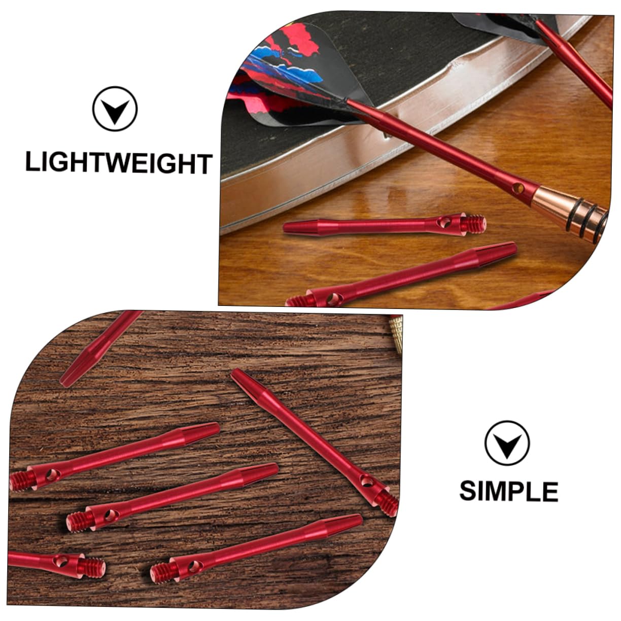 Yardwe Professional Shafts Flights 15pcs Set Red Lightweight Shafts for Outdoor Games