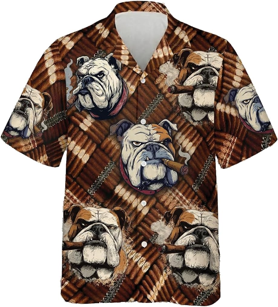 V-DECORPARKS Cigar Smoke Hawaiian Shirts - Liquor Mens Shirts Casual Button Down Bourbon Whiskey Beach Shirts