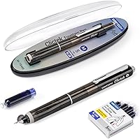Vista 8 de WRITECH Clictek Pluma estilográfica retráctil: tinta azul, plumín mediano, barril transparente, set de regalo incluye 5 cartuchos de tinta para una