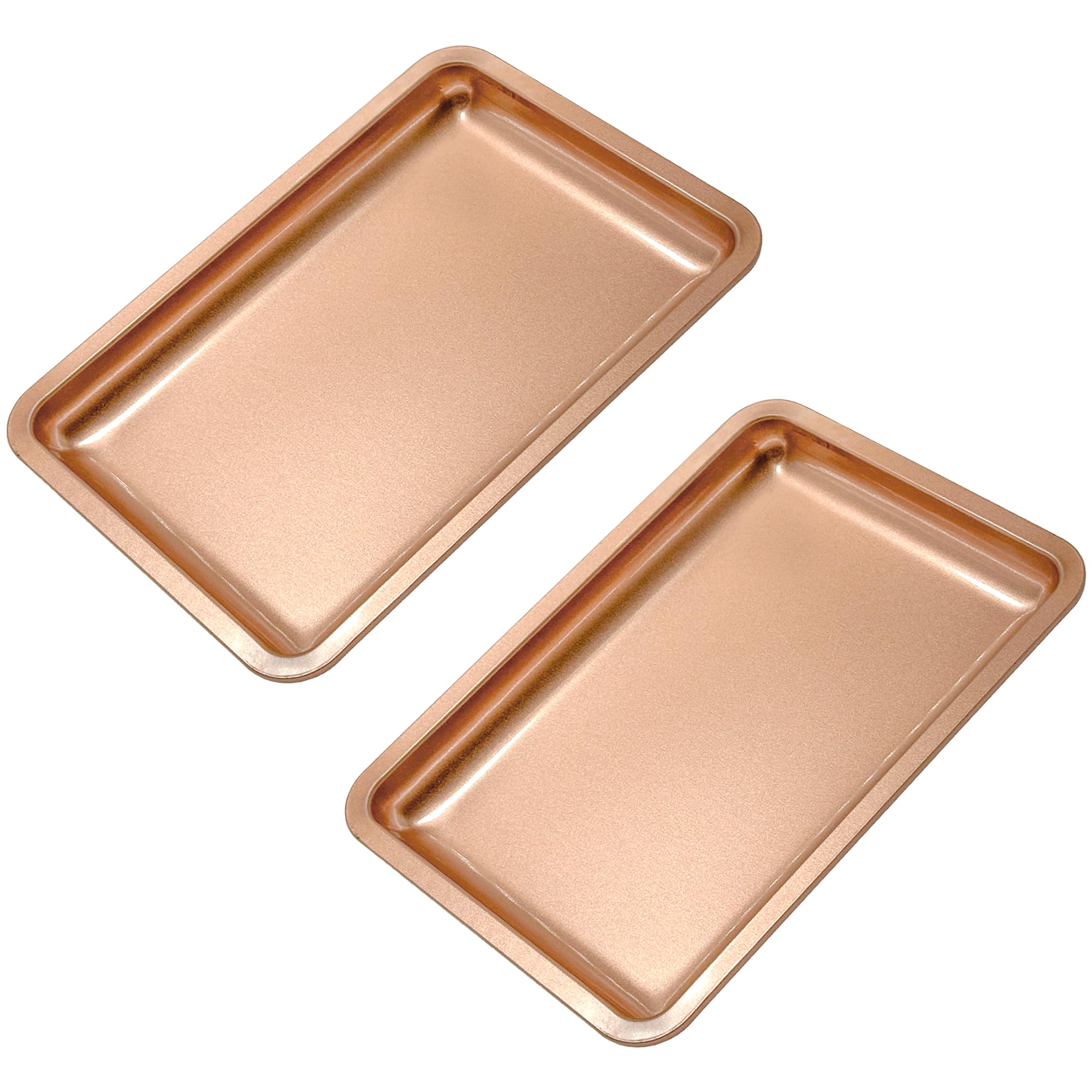 Lhuiddh Gold 2 Pcs Stainless Steel Square Trays,Trinket Serving Trays (Gold)
