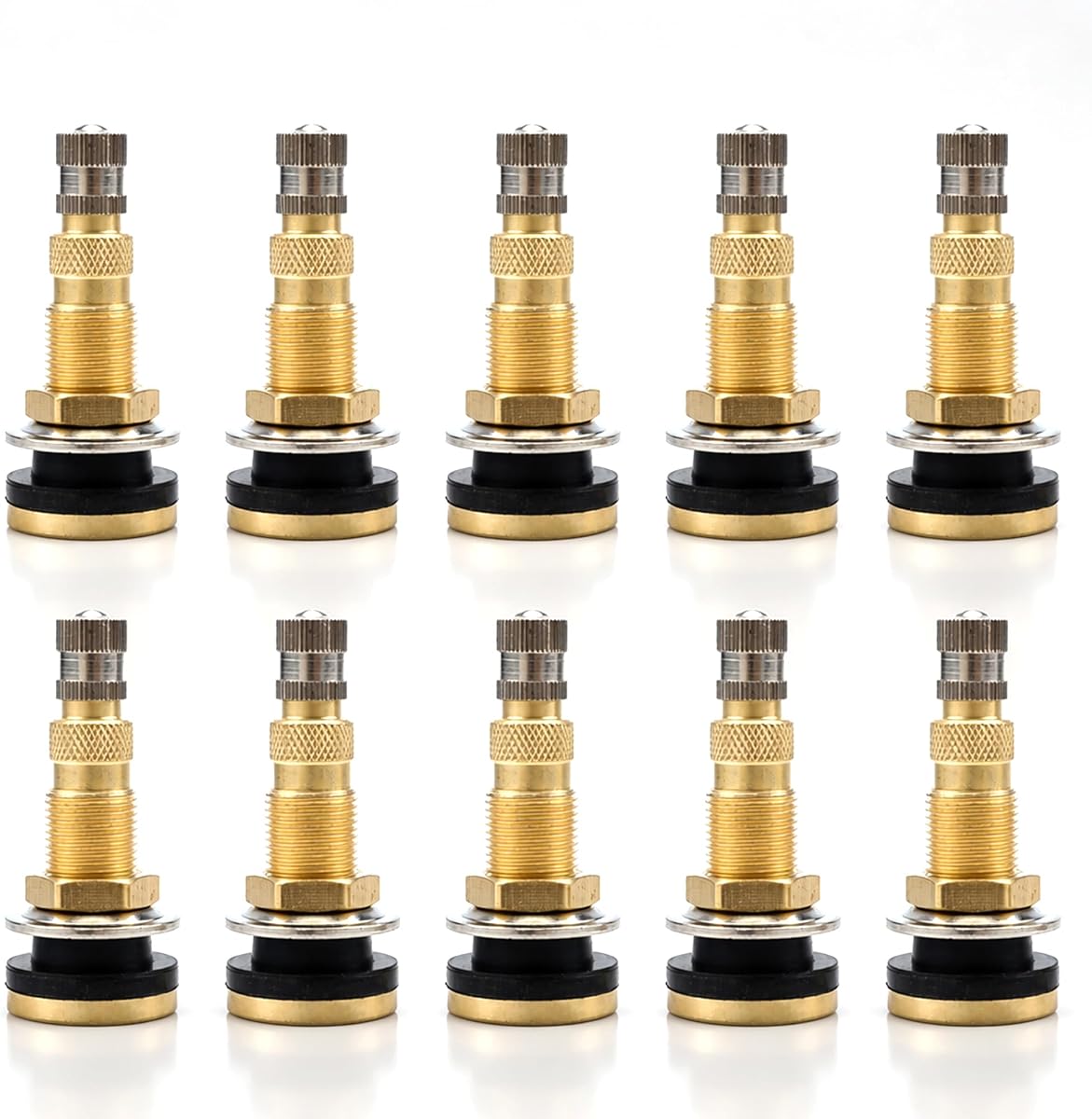 TR618A Valve Stem Clamp-in Tubeless Brass Air Liquid Tire Valve Stem for Tractor Grader Backhoe Applications Industrial Agricultural Tires (10 PCS)