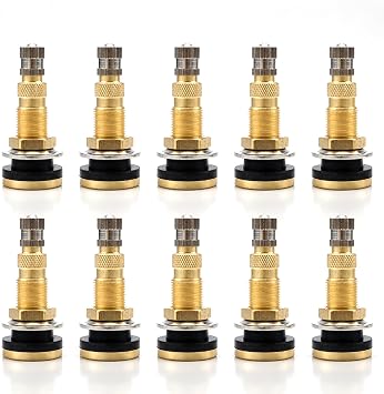 TR618A Valve Stem Clamp-in Tubeless Brass Air Liquid Tire Valve Stem for Tractor Grader Backhoe Applications Industrial Agricultural Tires 10 PCS