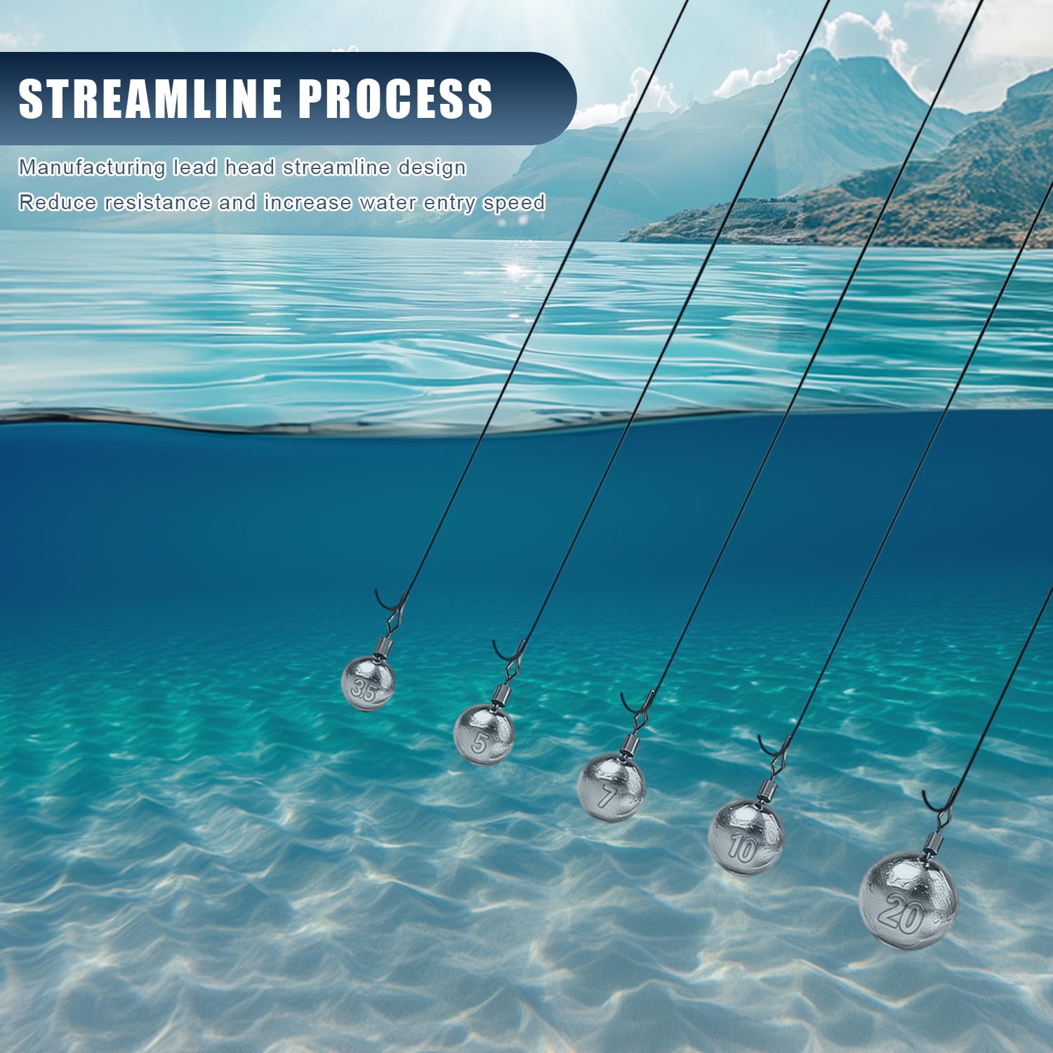 Pesi da pesca, set di accessori per la pesca, 35 pezzi, Sinker, specifiche da 3,5 a 20 g, per la drop-Shot piombo, girelle rotelle, pesca a scatto