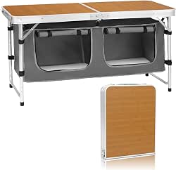 Camp Field Camping Folding Aluminum Table with Adjustable Legs for