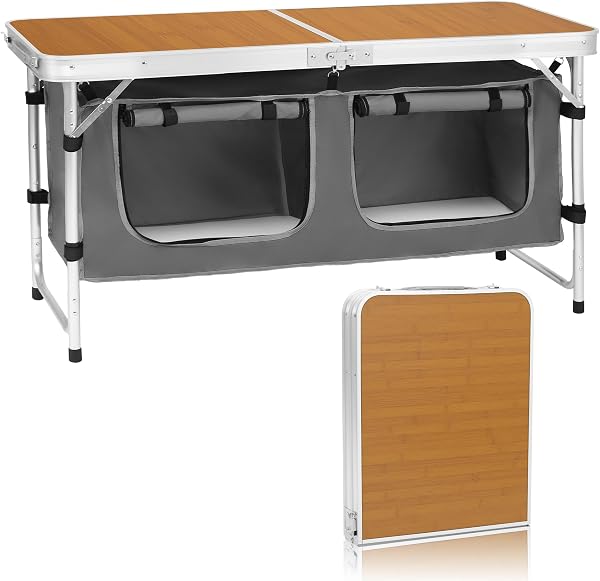 Camp Field Camping Folding Aluminum Table with Adjustable Legs for Outdoor Travel Beach, Backyards, BBQ, Party and Picni