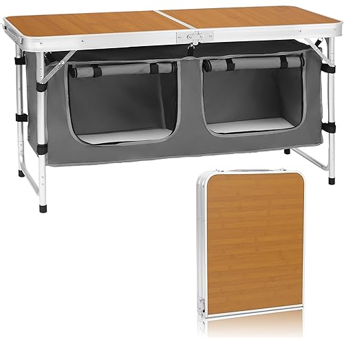 Camp Field Camping Folding Aluminum Table with Adjustable Legs for Outdoor Travel Beach, Backyards, BBQ, Party and Picnic Foldable Table