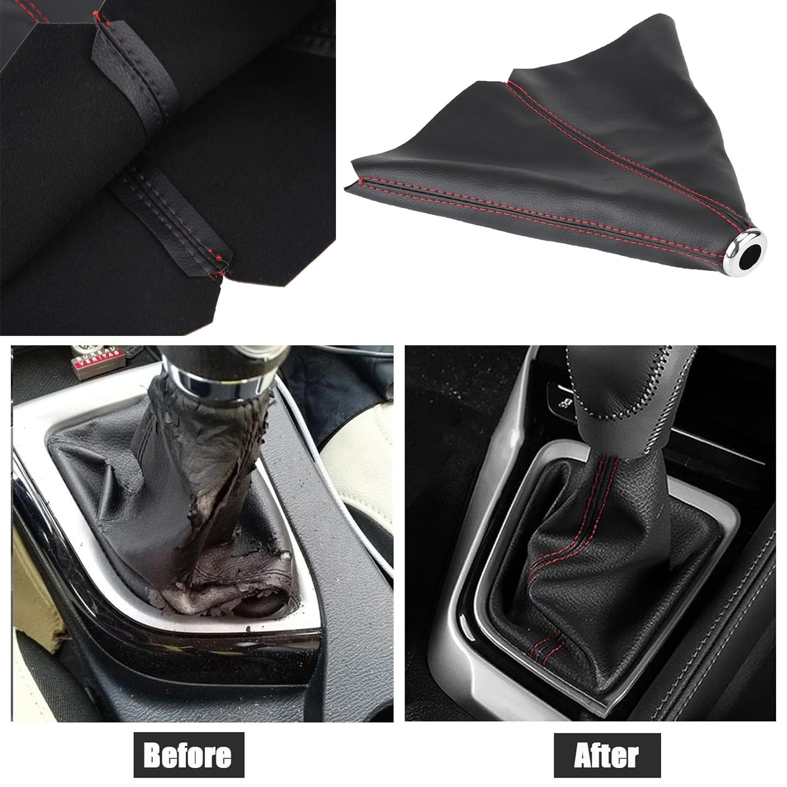 Cuffia Cambio Auto, per Opel Vauxhall Meriva B 2010-2017 Copertura Antipolvere Leva Ricambio Pelle PU Interni Protezione Accessori Copri Cuffie,A