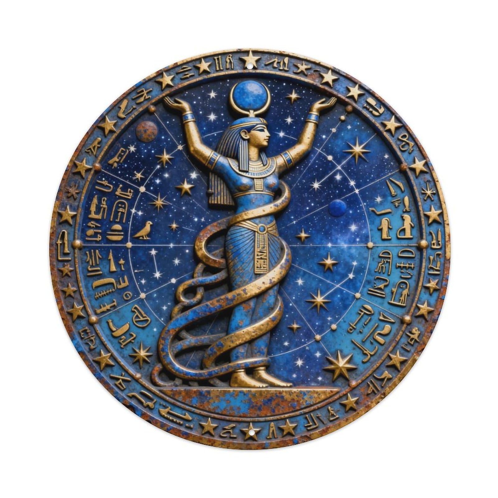Egypt Nut Sky Goddess Hieroglyph Rune Metal Tin Sign Plaque