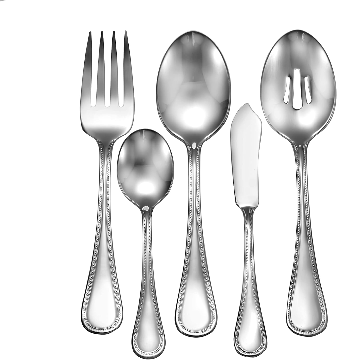 Liberty Tabletop Pearl 65-Piece 18/10 Stainless Steel Flatware Set Service for 12, Includes Serving Pieces, Made in USA