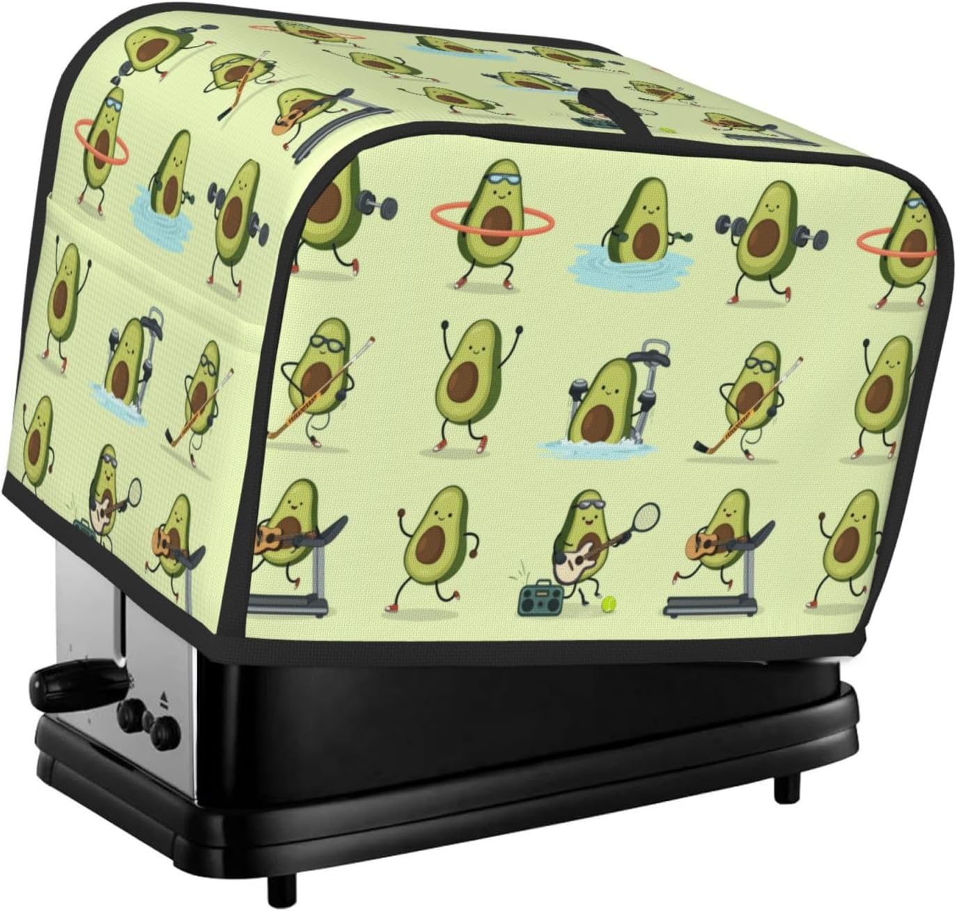 Cute And Funny Avocado Toaster Cover 2 Slice Wide Slot - Waterproof Small Kitchen Appliance Covers for Kitchen Counter - Reusable 2 Slice Toaster Cover with Top Handle & Side Pockets, Washable