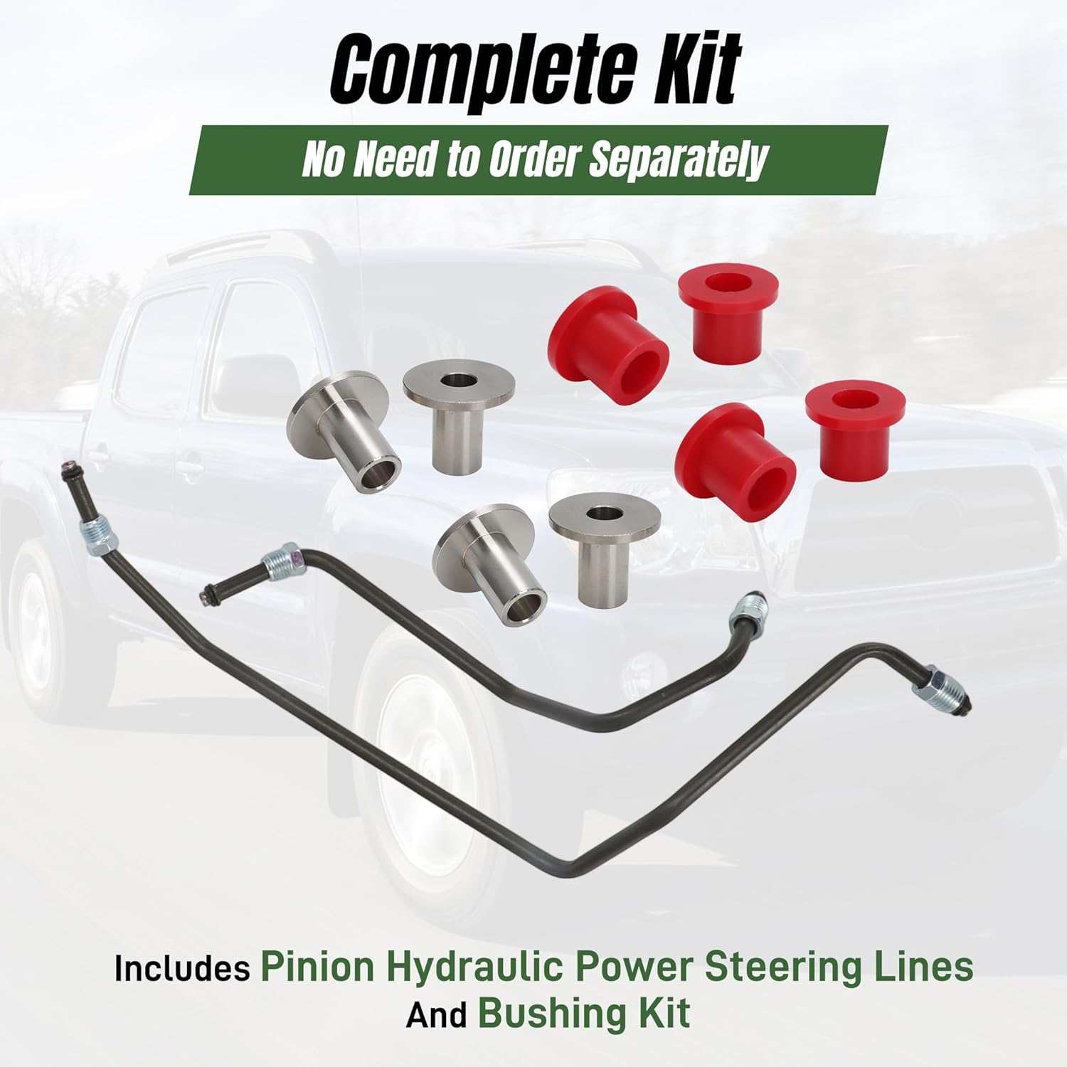 For Toyota Tacoma 4x4 2005-2018 Rack and Pinion Hydraulic Power Steering Lines & Bushing Kit | Solve Common Leak Issues, Complete Steering Repair Set