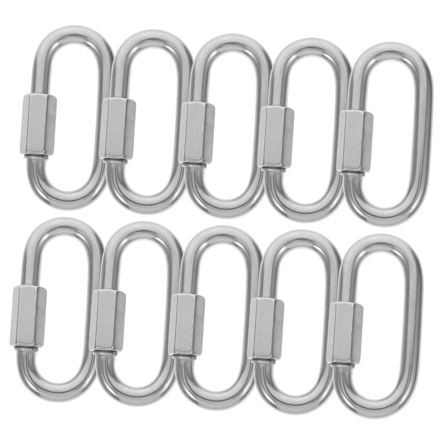 WOONEKY 10 piezas Conector Rápido para Cadena de Acero Inoxidable Paquete de Forma D Resistente Cierre Seguro para Extensión de Cadena y Sujeción de Cables para Remolques y Uso Industrial