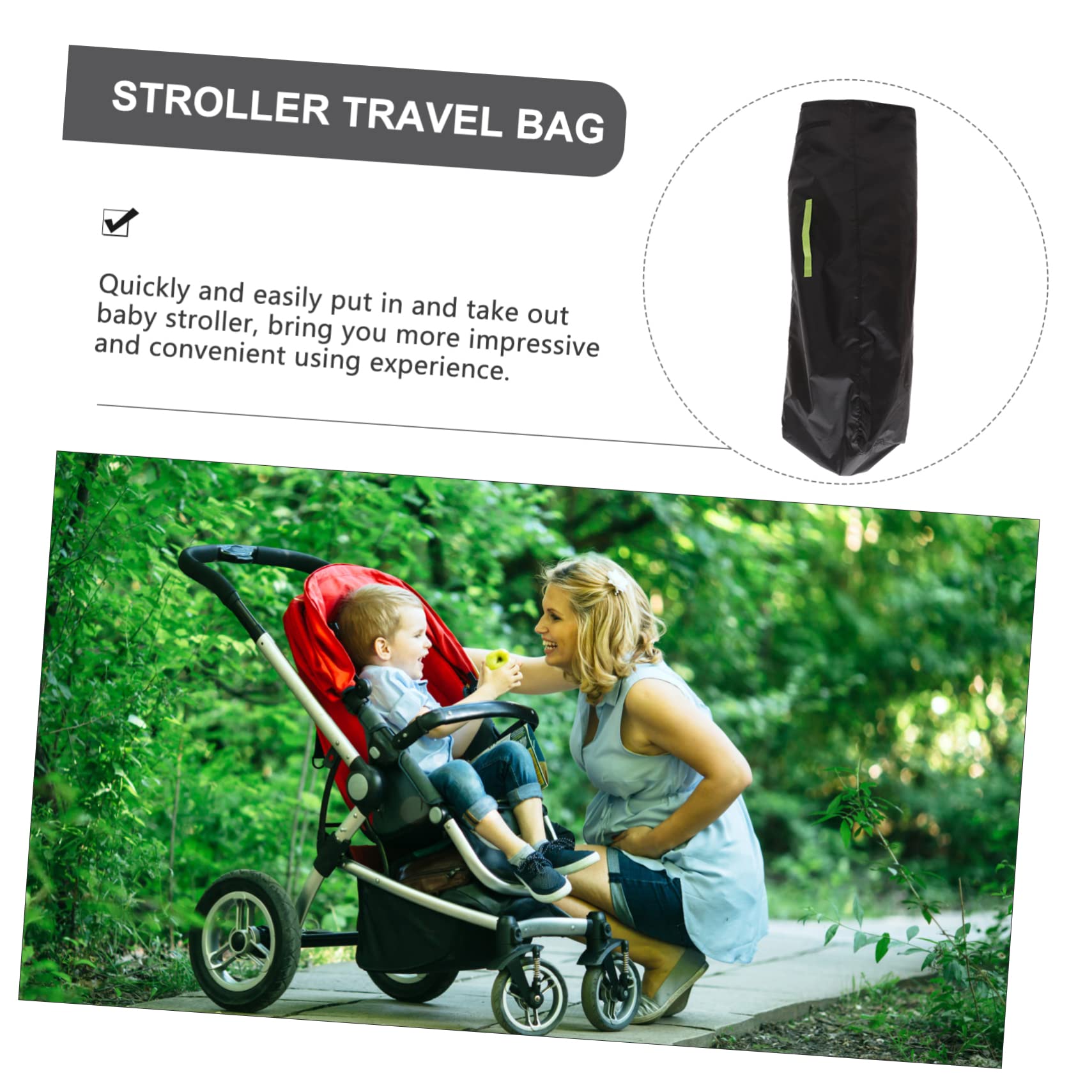 VICASKY Borsa per Passeggino Singolo, Borsa da Viaggio Oxford Nero, Facile da Pulire, Accesso Comodo, per Uso Quotidiano e Viaggio