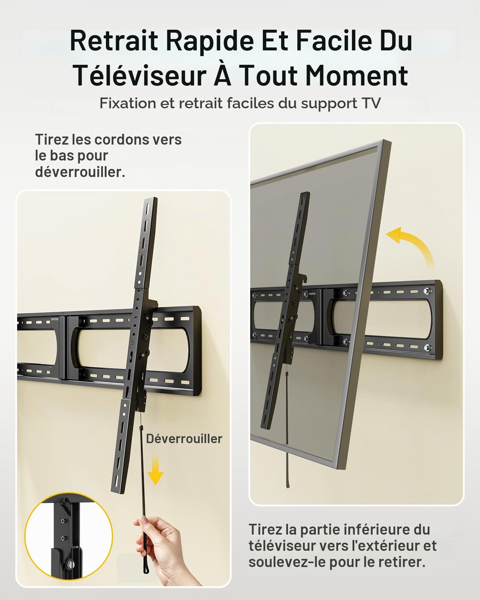 monTEK Support Mural TV 37-140 Pouces, Robuste jusqu'à 136 kg