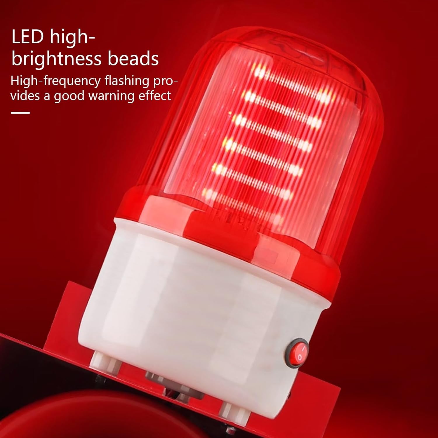 Industrial Waterproof Alarm Siren with 120dB Sound & LED Strobe Flashing Light - Emergency Warning System for Residential, Schools, Warehouses, and Construction Sites