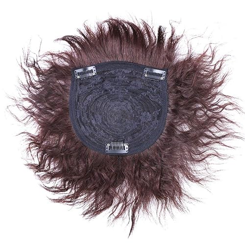 Miniatura 10 de LXUE Peluca de repuesto de cabello humano natural rizado con clip para mujer, color negro hueso, 2.8 x 3.9 in