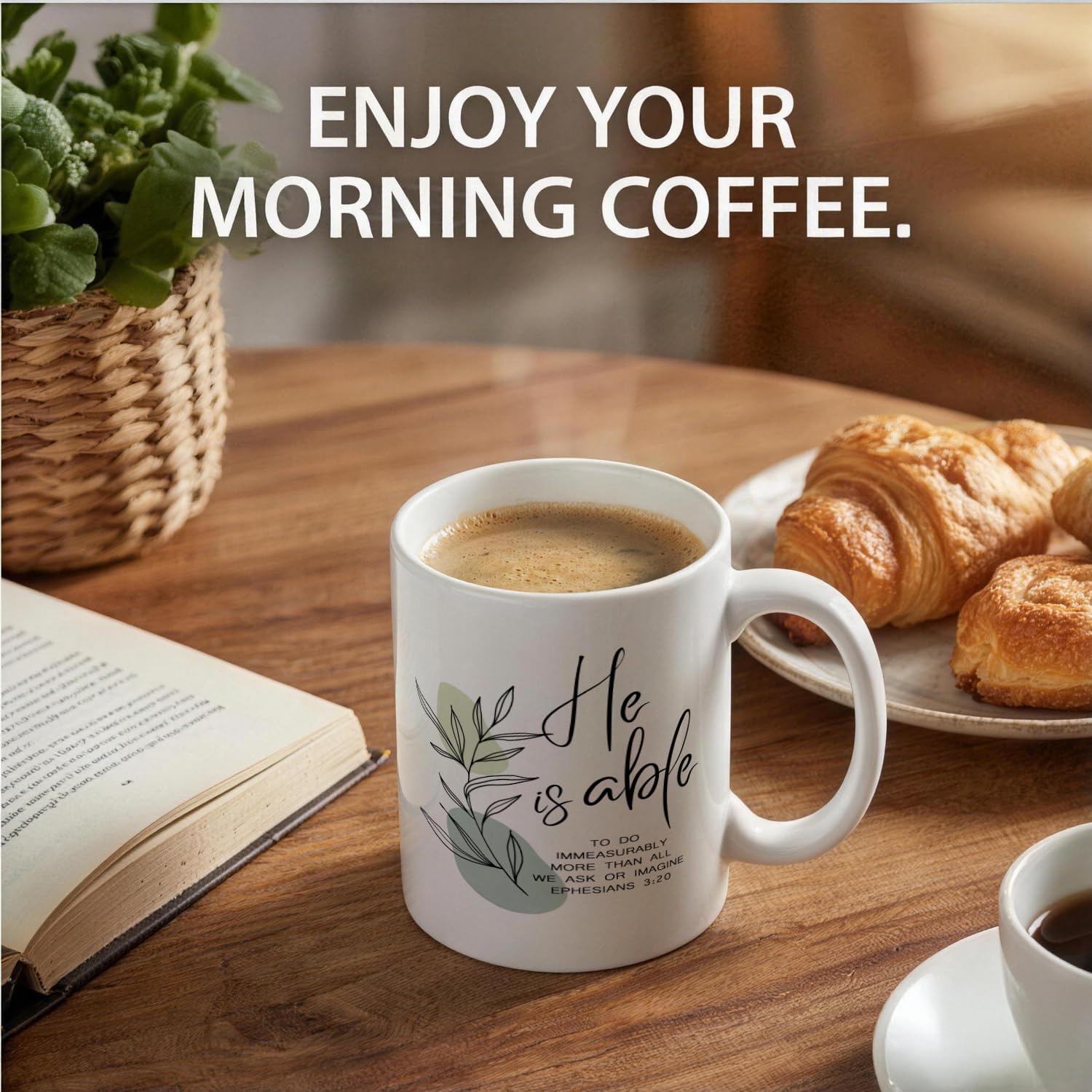 Christian Gifts for Women Coffee Mug, Inspiration Bible Verse Ceramic Mug - He is Able, Gifts for Coworker, Friends, Boss, Mom, Birthday, Christmas, Mother's Day (White-He Able)