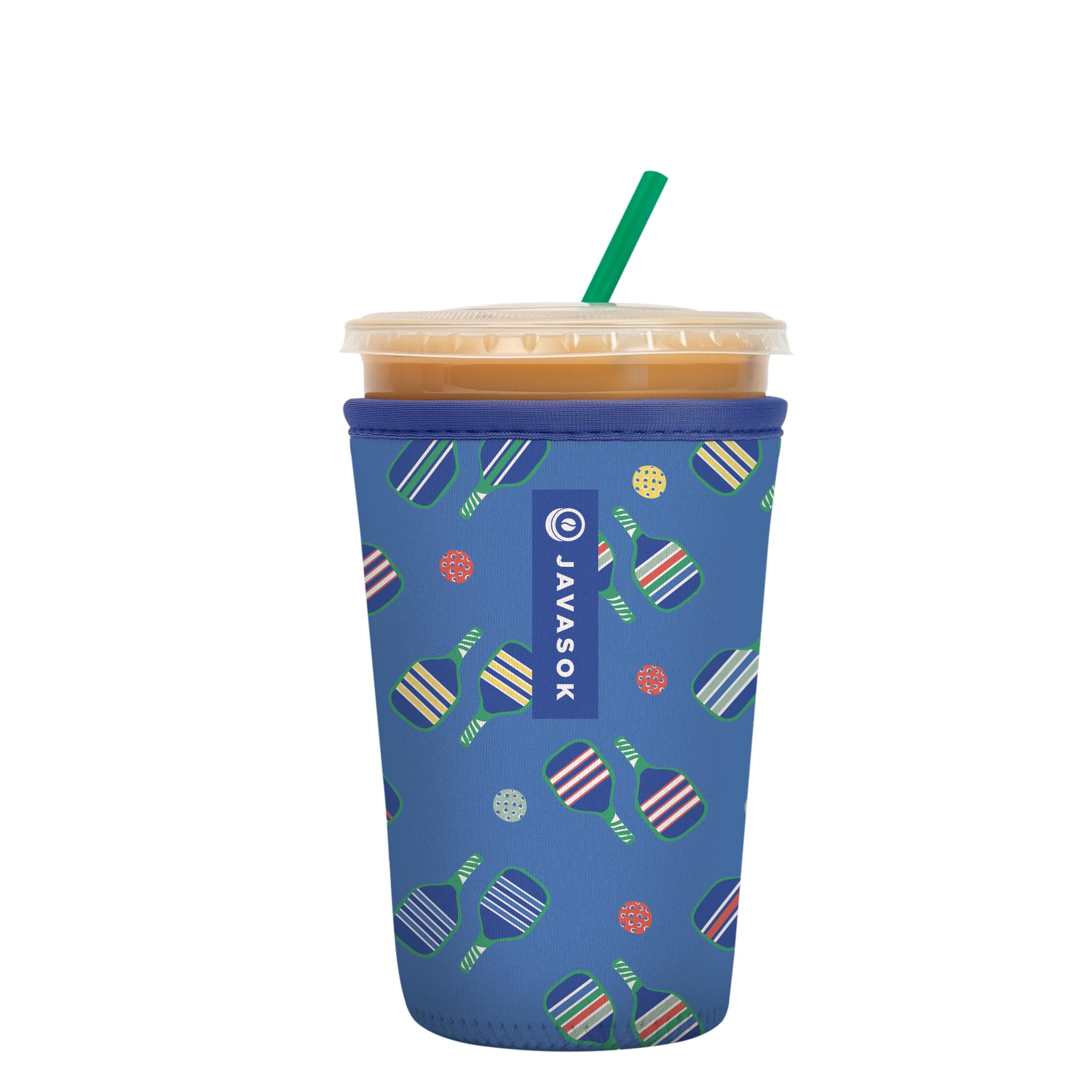 Sok It JavaSok Iced Coffee & Cold Soda Insulated Neoprene Cup Sleeve (Pickleball, Medium: 22-28oz)