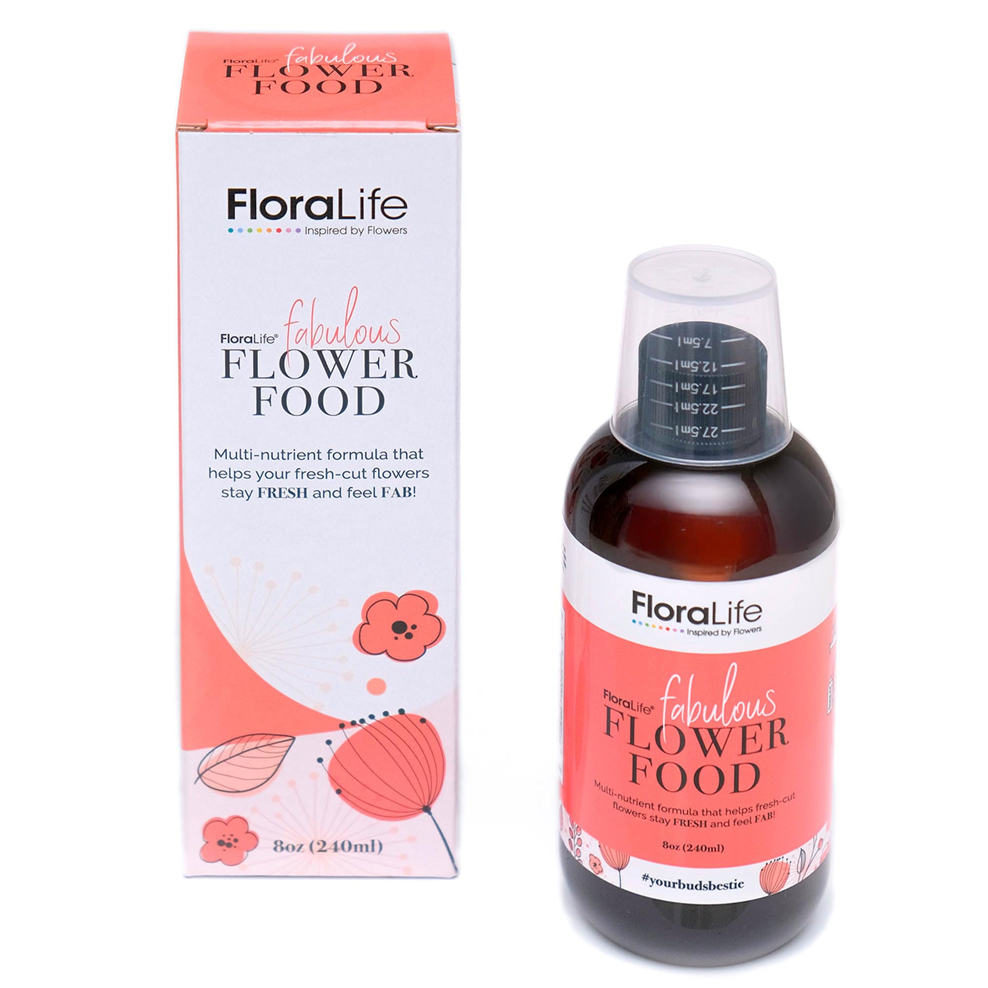 FloraLife Fresh-Cut Flower Food - Liquid Multi-Nutrient & Hydration Solution - 8oz