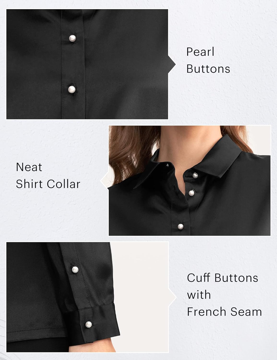 LilySilk Silk Shirts for Women Basic Formal Office Vintage Long Sleeve Pearl Button Down Silk Blouse Tops for Ladies - Image 3