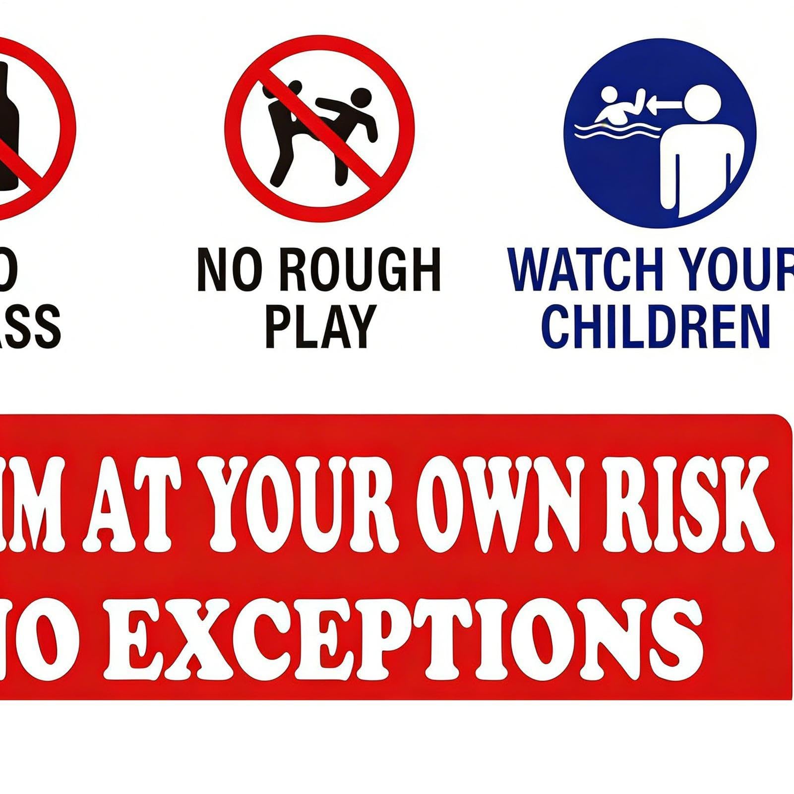 Pool Rules Sign - 8x12 Inch Decorative Plate for Outdoor Decor | Funny Poolside Warning Sign, Waterproof Wall Plaques Perfect for Beach Swimming Backyard Deck Door House Gym Home