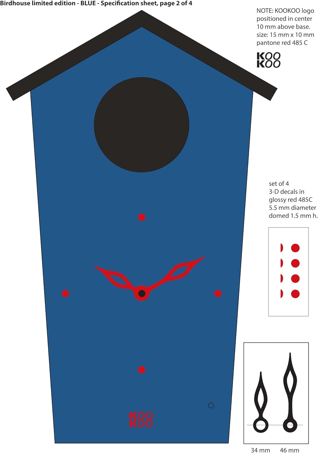 KOOKOO Birdhouse Blue Limited Edition, Modern Design Cuckoo Clock with 12 Natural Bird Voices or Cuckoo Call