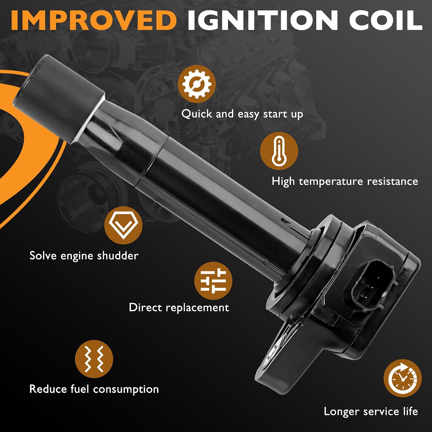HQPASFY UF603 Ignition Coils Set of 6 Compatible with 2008-2017 Honda Odyssey, 2008-2012 Accord, 2012 Honda Crosstour/Acura RL, TL, TSX, ZDX, MDX, RDX, Replace# C1624, GN10426, 5C1681,
