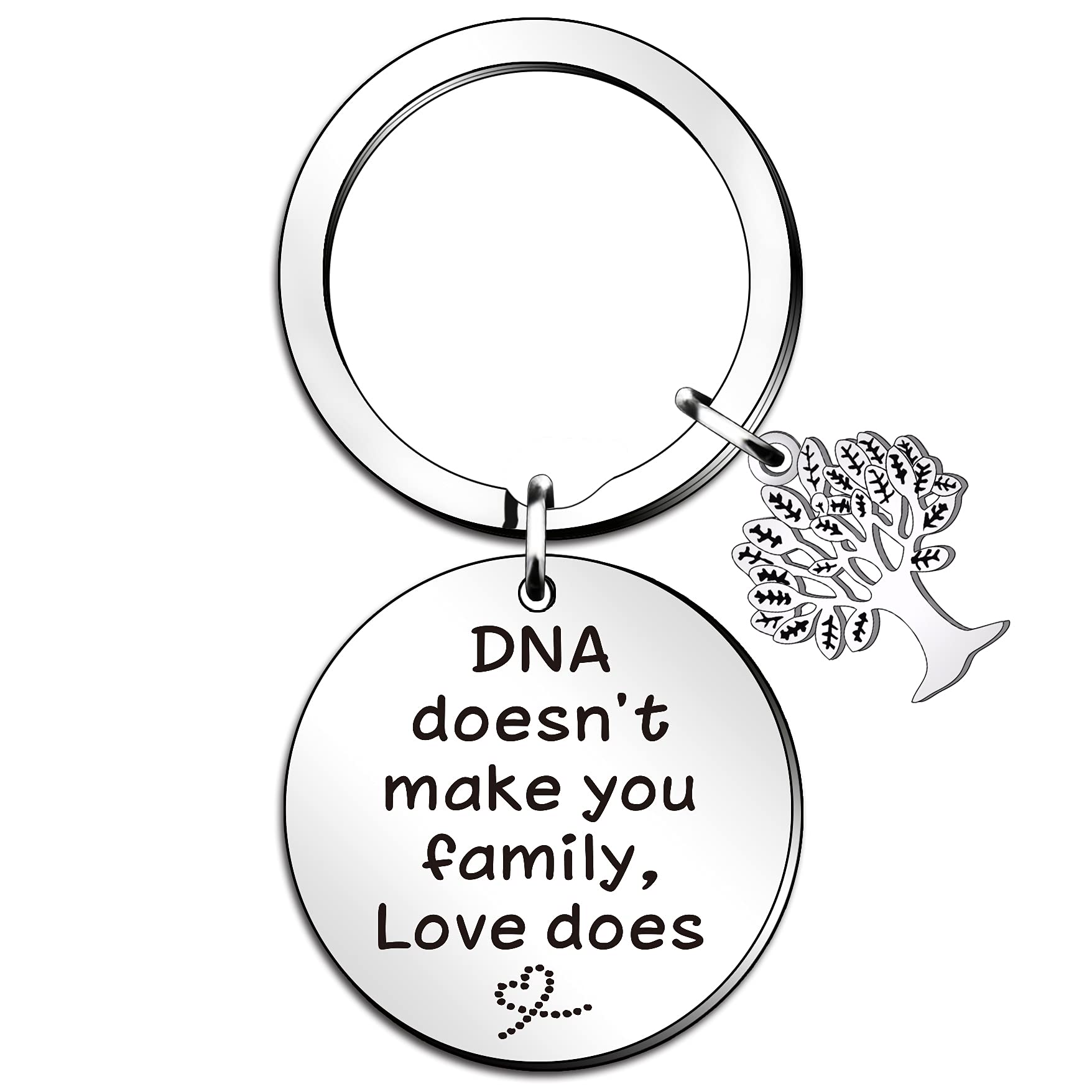 Qmvmv Silver Step Dad Keyring Step Mum Gifts Dna Doesn't Make You Family Love Does Key Ring Mother’s Day Father’s Day Gifts