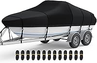 Vista 15 de RVMasking - Funda para barco, 1400D resistente reforzada en el medio, impermeable y remolcable con bolsa de almacenamiento para casco V, de tres