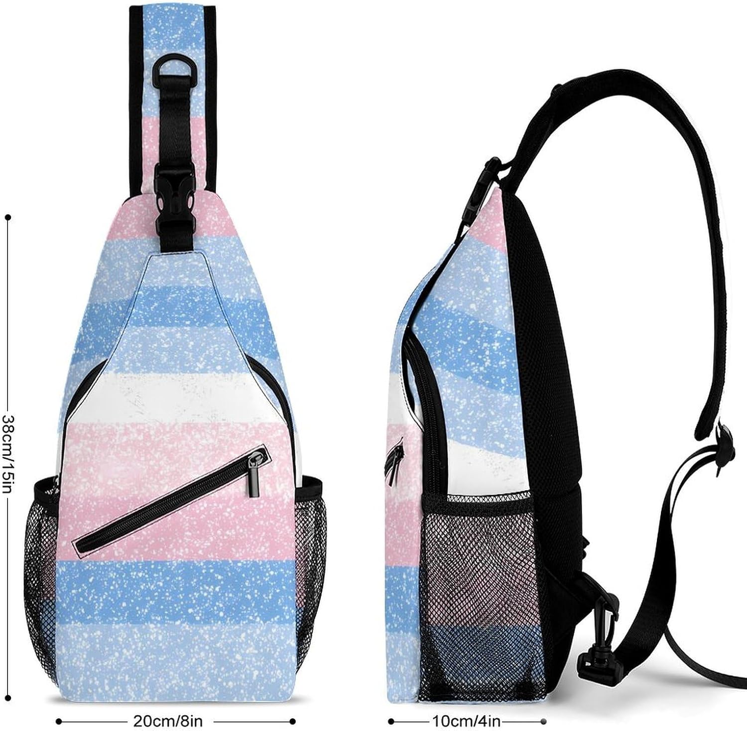 Transgender Flag Men Crossbody Sling Backpack Chest Bag | Travel Fanny Pack,Hiking Daypack,Print Shoulder Bags