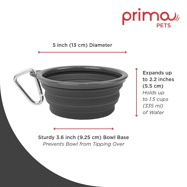 Foto 2 de 8 de Prima Pet - Cuenco plegable de silicona para viaje de agua con clip para perros y gatos, alimentador…