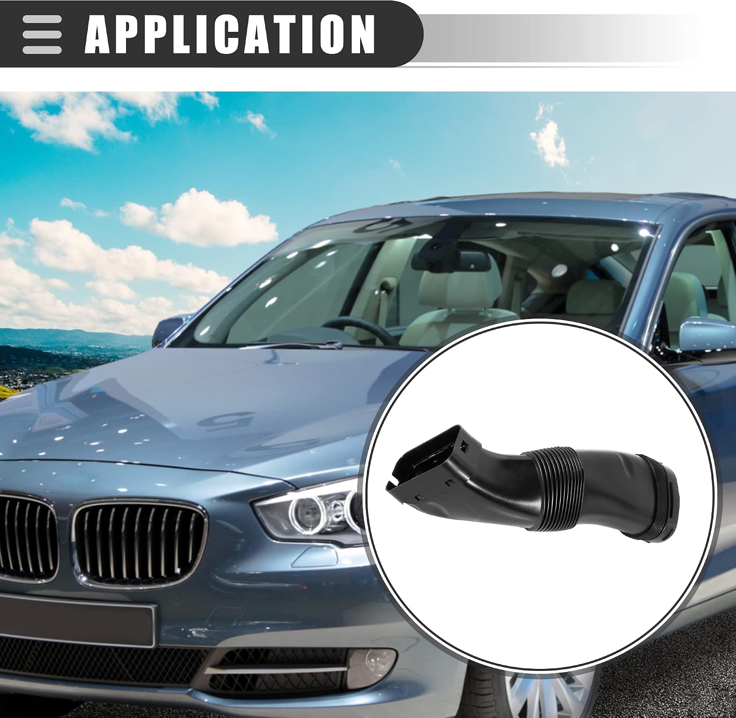 Motoforti Car Engine Air Intake Hose,Air Filter Hose,for BMW 535i 2011-2016,Plastic,Black
