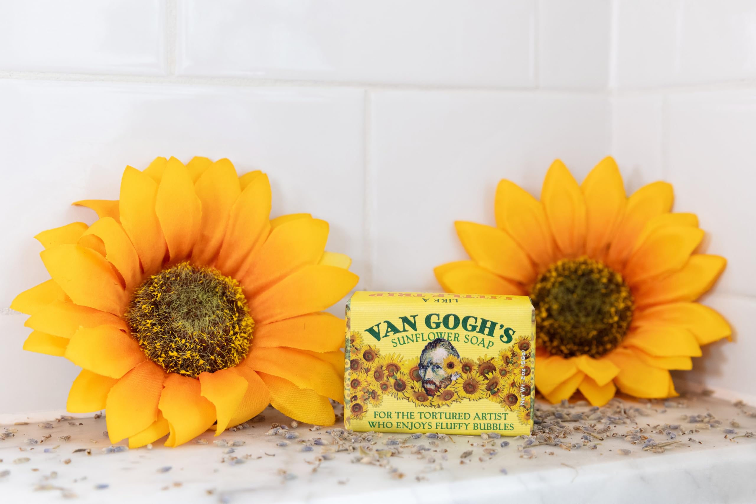 The Unemployed Philosophers Guild Vincent Van Gogh's Sunflower Soap - Made in the USA, 2oz (56g) Travel or Hotel Sized Guest Bar Soap