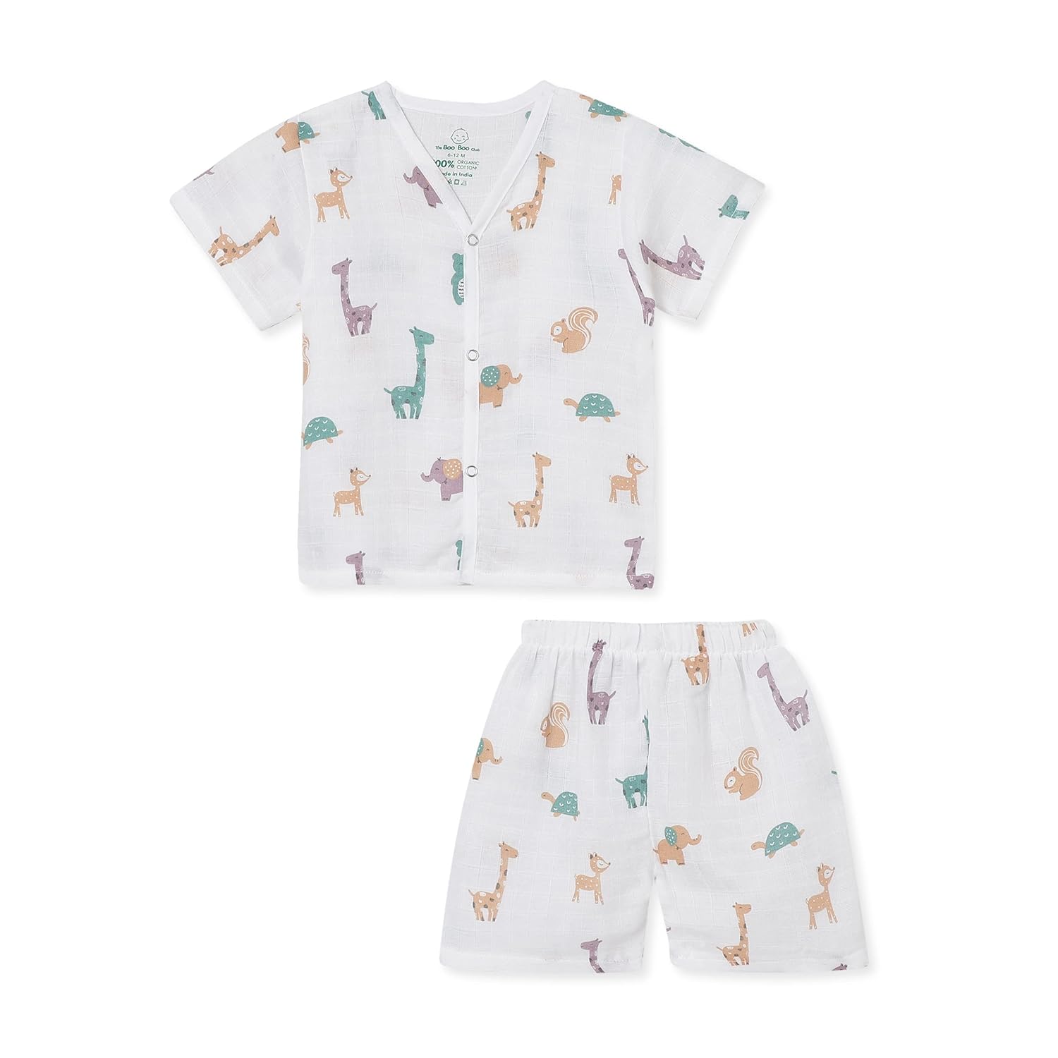 The Boo Boo Club 100% Muslin Organic Cotton Shirt and Short Set | GOTS certified Cotton | Summerwear Set
