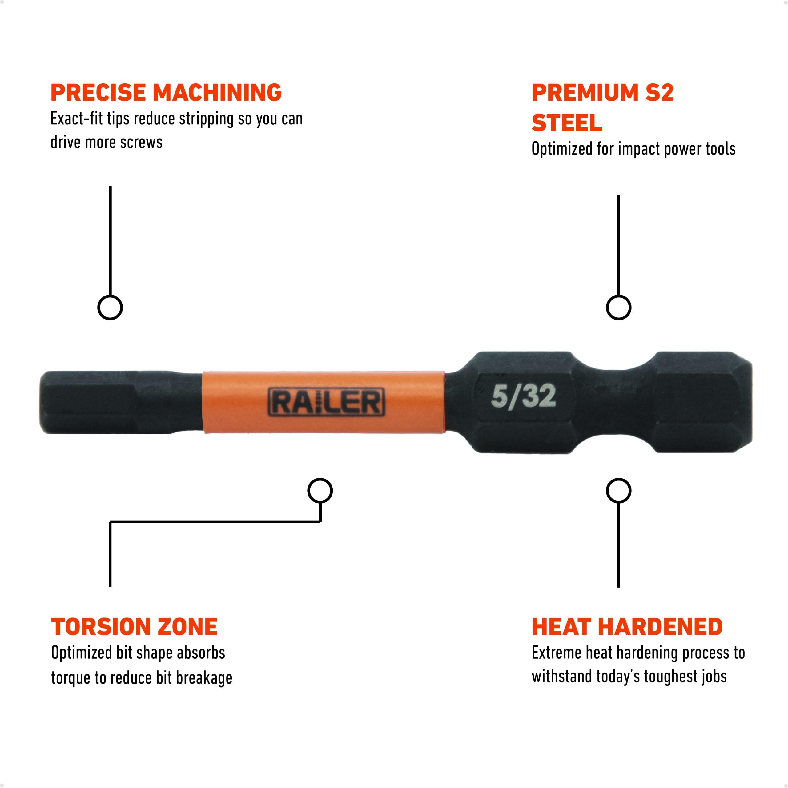 Tamper Proof Hex Bits - 3 Pack for Impact Drivers -3